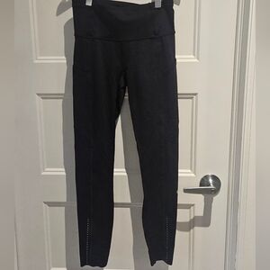 lululemon athletica Black High-Waist Capri Leggings with Ankle Detail